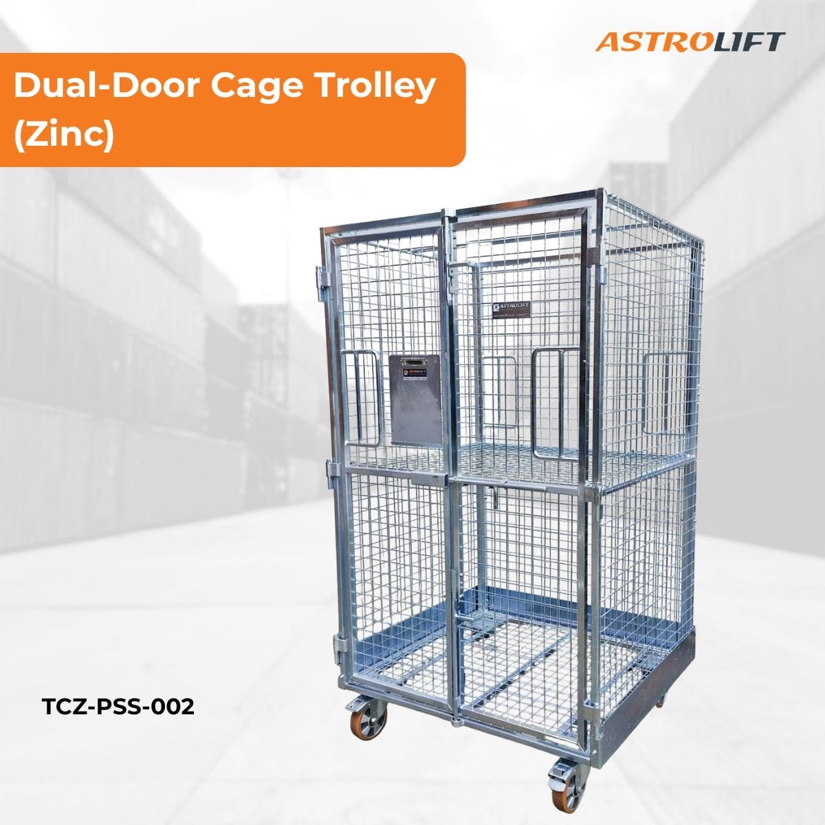 Buy Cage Trolley (Dual-door - Zinc) in Cage Trolley from Astrolift NZ